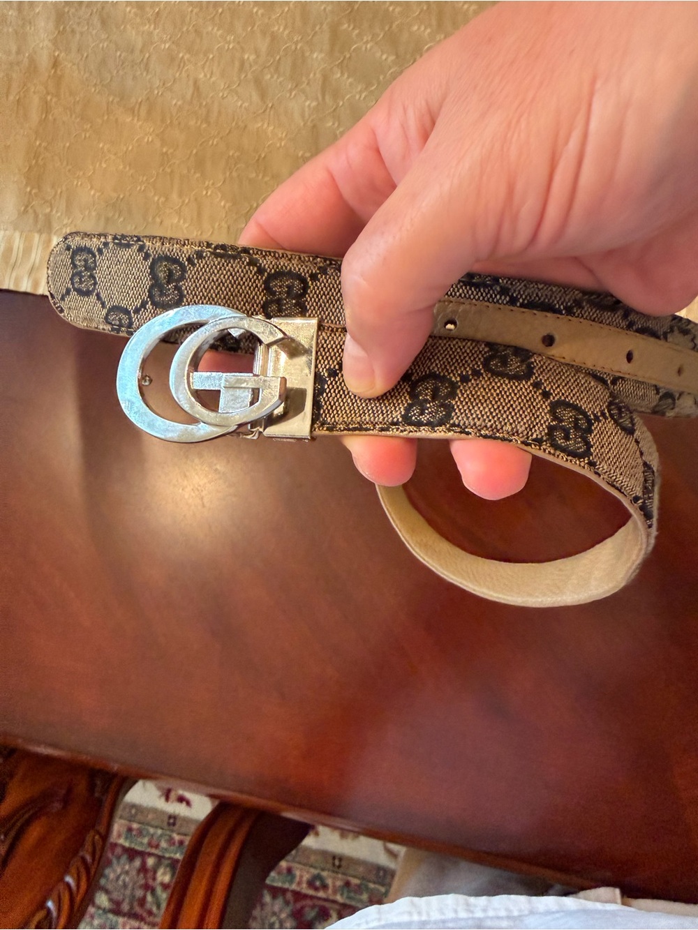 Monogrammed double G belt sz 38. Very Good Condition! - Picture 2 of 12